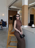 High Neck Sleeves Long Body-con Dress